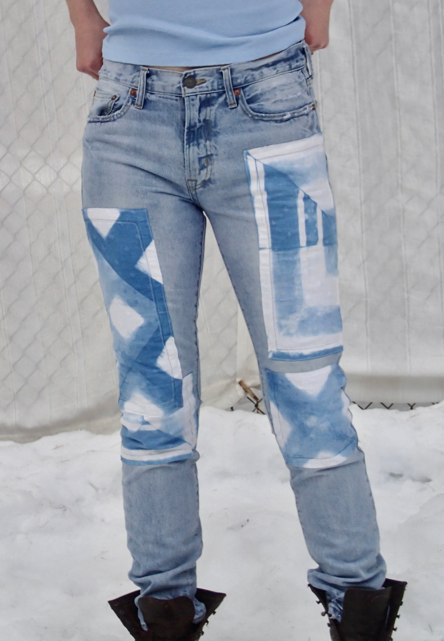 Antique Shibori Repaired Jeans - 32x34