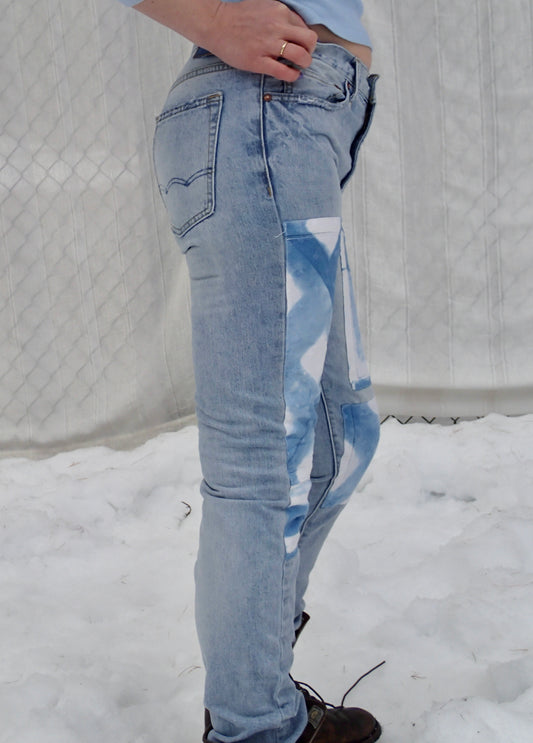 Antique Shibori Repaired Jeans - 32x34